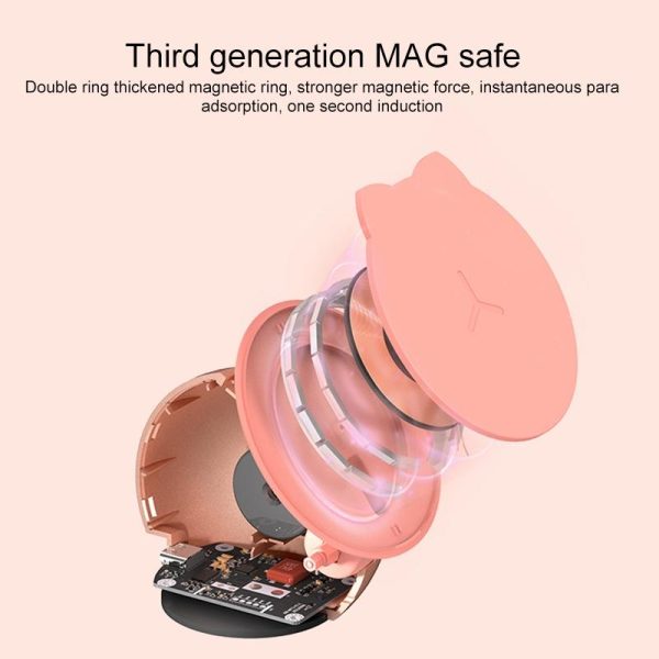Adorable Magnetic Cat Wireless Charger Stand - Pink - Image 7