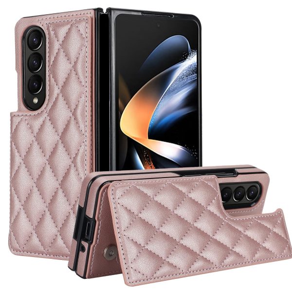 Foldable Full Coverage Double Buckle Pu Phone Case for Samsung Galaxy z Fold 4 - Red - Image 5