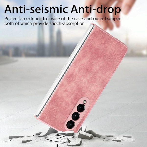 Vintage Leather Fold Case for Samsung Galaxy z Fold 4 - Brown - Image 14