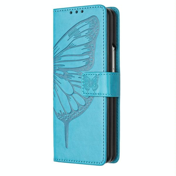 For Samsung Galaxy z Fold4 5G Butterfly Embossed Leather Phone Case - Green - Image 3