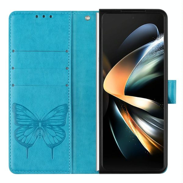For Samsung Galaxy z Fold4 5G Butterfly Embossed Leather Phone Case - Green - Image 6