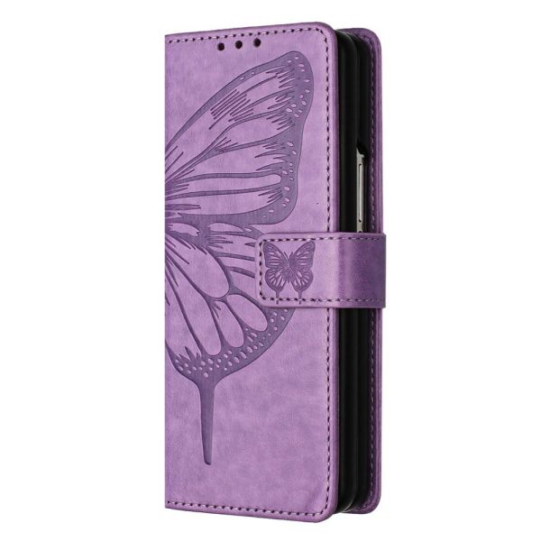For Samsung Galaxy z Fold4 5G Butterfly Embossed Leather Phone Case - Green - Image 9