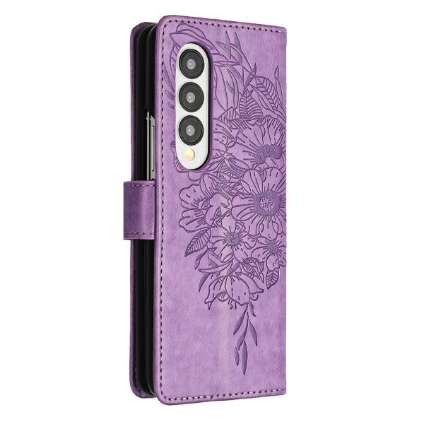 For Samsung Galaxy z Fold4 5G Butterfly Embossed Leather Phone Case - Green - Image 10