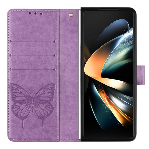 For Samsung Galaxy z Fold4 5G Butterfly Embossed Leather Phone Case - Green - Image 12