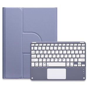 360 Degree Rotatable Bluetooth Keyboard Leather Case With Touchpad - Square Button - Lavender Purple - For Ipad Air 2022 / Ipad Pro 11 2021 - Image 1