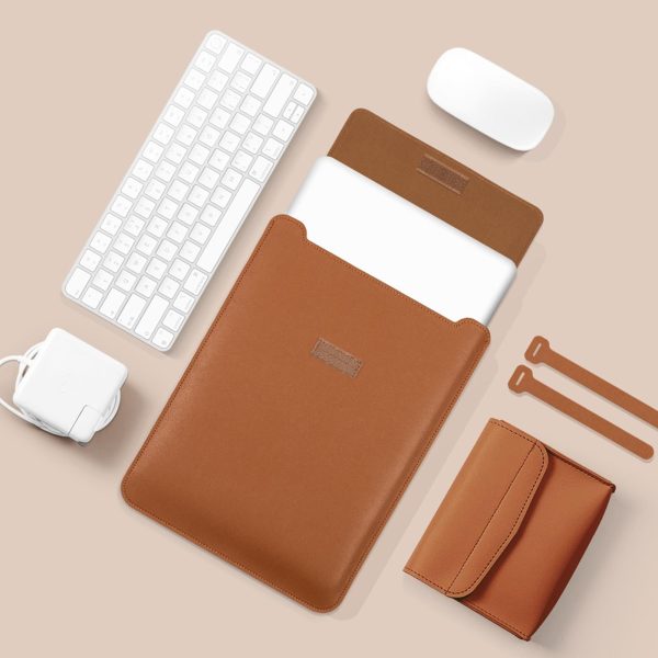 Lightweight Leather Computer Bag - 4-in-1 Portable - Fits 15.4 / 15.6 / 16.1 Inches - Brown - Image 10