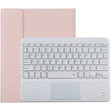 Bluetooth Keyboard & Tablet Case For Ipad 10.2 / Ipad Air 2019 - Detachable Touch Pad Pen Slot Holder - Microfiber Leather - Pink