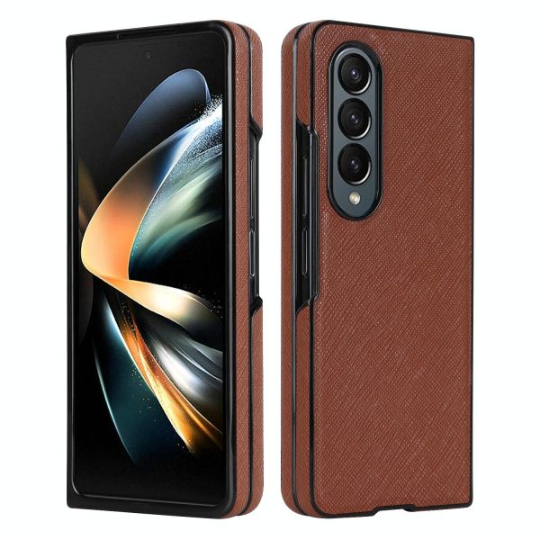 Foldable Cross Pattern Phone Case - Compact Design - Brown