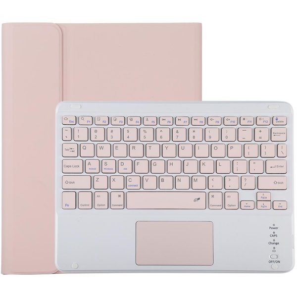 Bluetooth Keyboard & Tablet Case For Ipad 10.2 / Ipad Air 2019 - Detachable Touch Pad Pen Slot Holder - Pink Leather - Pink