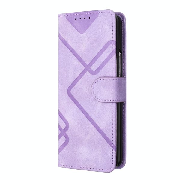 Smooth Leather Phone Case for Samsung Galaxy z Fold 4 - Line Pattern - Royal Blue - Image 3