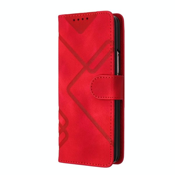 Smooth Leather Phone Case for Samsung Galaxy z Fold 4 - Line Pattern - Royal Blue - Image 8