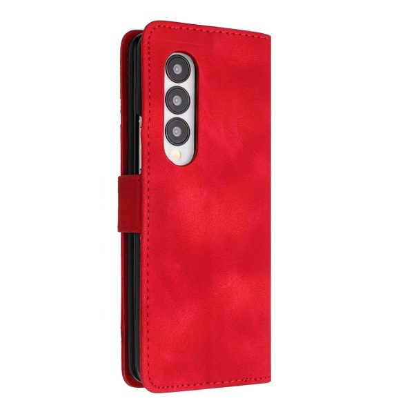 Smooth Leather Phone Case for Samsung Galaxy z Fold 4 - Line Pattern - Royal Blue - Image 9