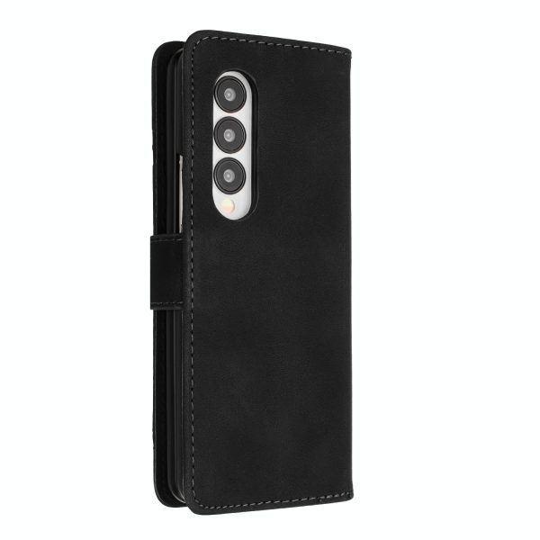 Smooth Leather Phone Case for Samsung Galaxy z Fold 4 - Line Pattern - Royal Blue - Image 14