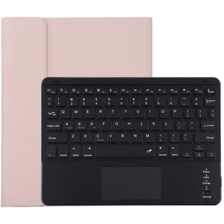 Bluetooth Keyboard & Tablet Case For Ipad 9.7 With Touch Pad Pen Slot & Holder - Detachable Microfiber Leather - Pink