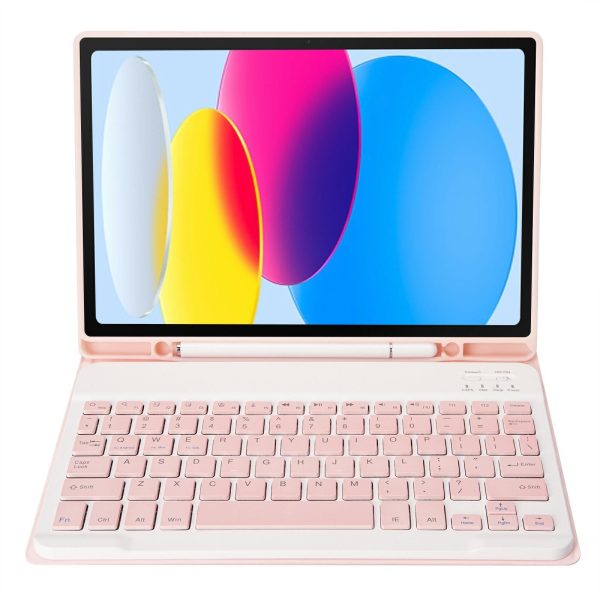 Ultra-Thin Bluetooth Keyboard Leather Tablet Case For Ipad 10.9 2022 With Pen Slot - Pink - Image 7