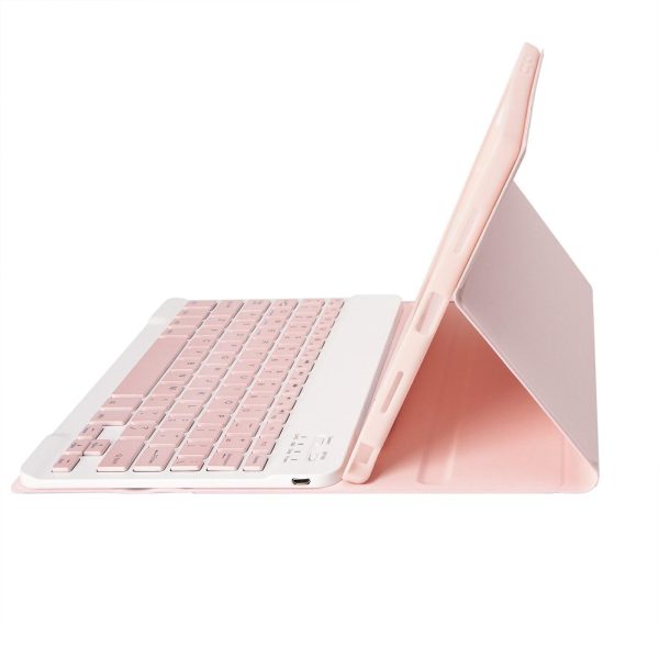 Ultra-Thin Bluetooth Keyboard Leather Tablet Case For Ipad 10.9 2022 With Pen Slot - Pink - Image 8