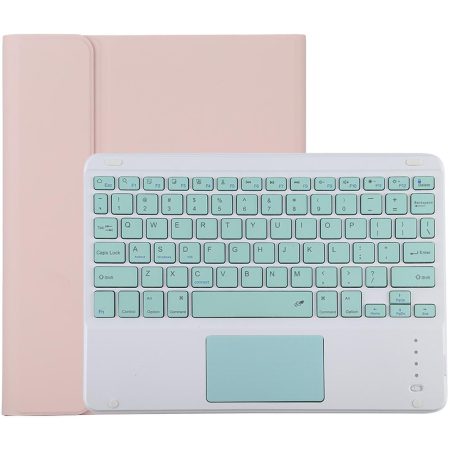 Bluetooth Keyboard & Tablet Case For Ipad 10.2 / Ipad Air 2019 - Detachable Touch Pad Pen Slot Holder - Microfiber Leather - Pink