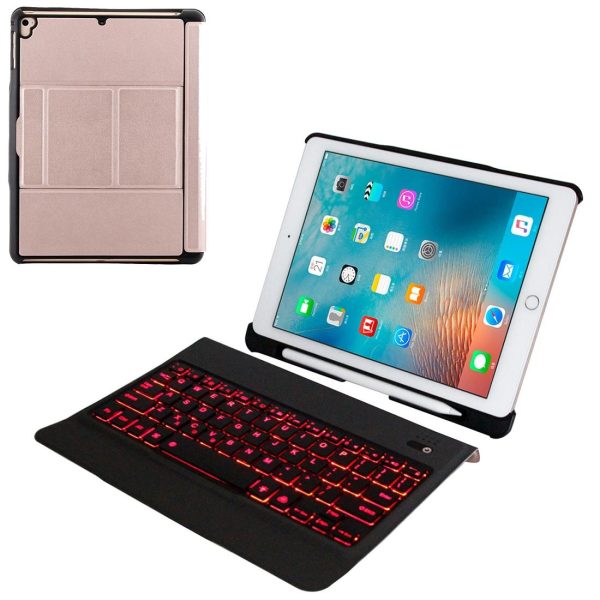 Bluetooth Keyboard & Leather Tablet Case For Ipad Air / Pro 9.7 - Detachable Ultra-Thin Multi-Angle Backlit - Pink - Image 2