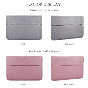 Horizontal Magnetic Leather Laptop Inner Bag - Invisible Buckle - Pink - Image 5