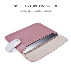 Horizontal Magnetic Leather Laptop Inner Bag - Invisible Buckle - Pink - Image 10