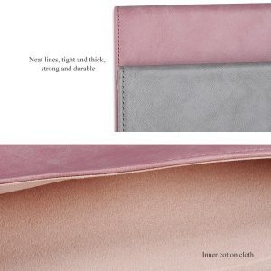 Horizontal Magnetic Leather Laptop Inner Bag - Invisible Buckle - Pink - Image 13