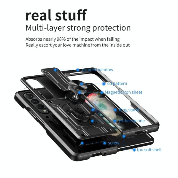 For Samsung Galaxy z Fold4 5G Protective Sliding Camshield Phone Case - White - Image 5