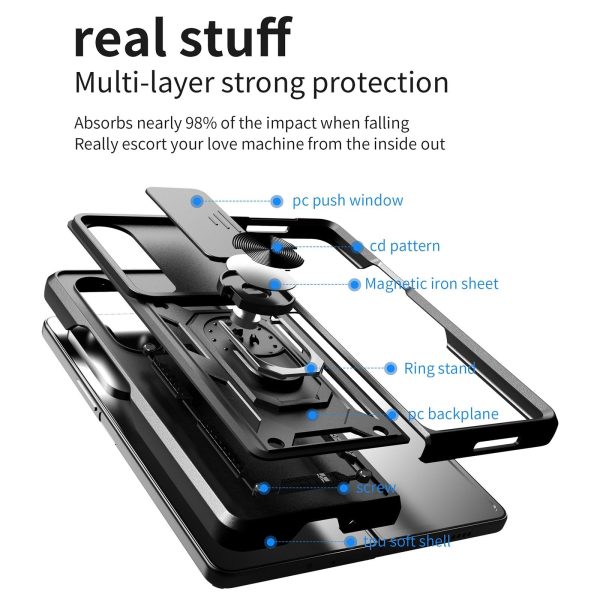 Samsung Galaxy z Fold 4 Tpu Pc Case with Sliding Camera Cover - Black - Image 4