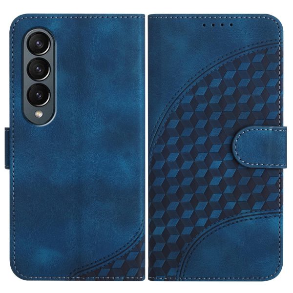 Embossed Elephant Head Phone Case for Samsung Galaxy z Fold 4 5g with Lanyard - Light Blue - Image 9