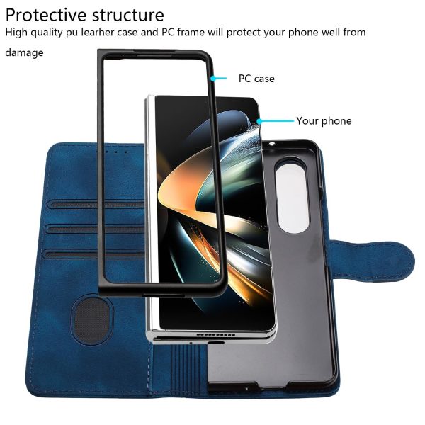 Embossed Elephant Head Phone Case for Samsung Galaxy z Fold 4 5g with Lanyard - Light Blue - Image 11