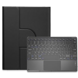 360 Degree Rotatable Bluetooth Keyboard Leather Case With Touchpad - Square Button - Black - For Ipad 10Th Gen 10.9 2022 - Image 1
