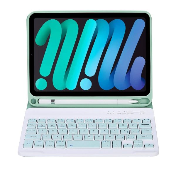 Ultra-Thin Bluetooth Keyboard Tablet Case For Ipad Mini 6 With Stand And Pen Slot - Candy Colour - Green - Image 10