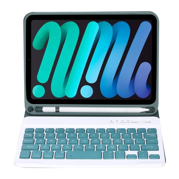 Ultra-Thin Bluetooth Keyboard Tablet Case For Ipad Mini 6 With Stand And Pen Slot - Candy Colour - Green - Image 14