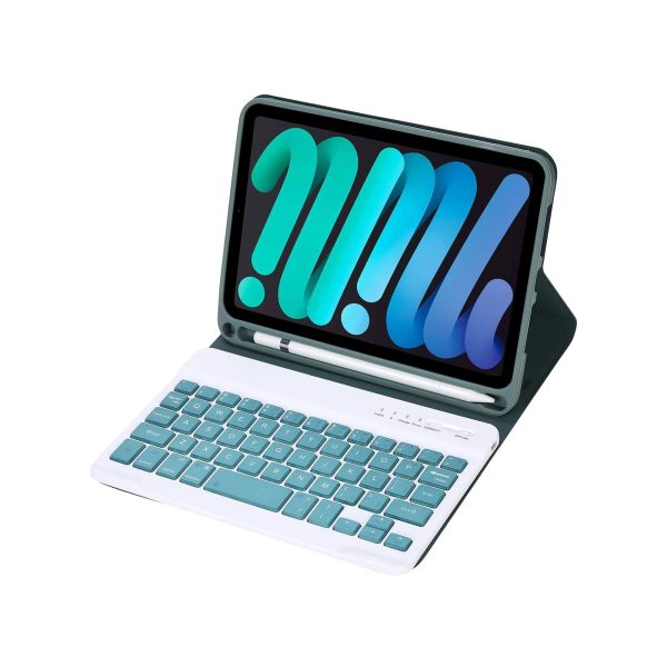 Ultra-Thin Bluetooth Keyboard Tablet Case For Ipad Mini 6 With Stand And Pen Slot - Candy Colour - Green - Image 15