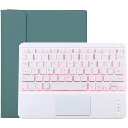 Bluetooth Tablet Case For Ipad 10.2 / Ipad Air 2019 With Touch Pad & Backlight & Pen Holder - Detachable - Dark Green