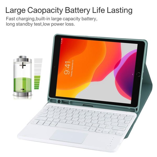 Bluetooth Tablet Case For Ipad 10.2 / Ipad Air 2019 With Touch Pad & Backlight & Pen Holder - Detachable - Dark Green - Image 8