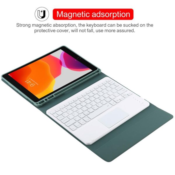 Bluetooth Tablet Case For Ipad 10.2 / Ipad Air 2019 With Touch Pad & Backlight & Pen Holder - Detachable - Dark Green - Image 9