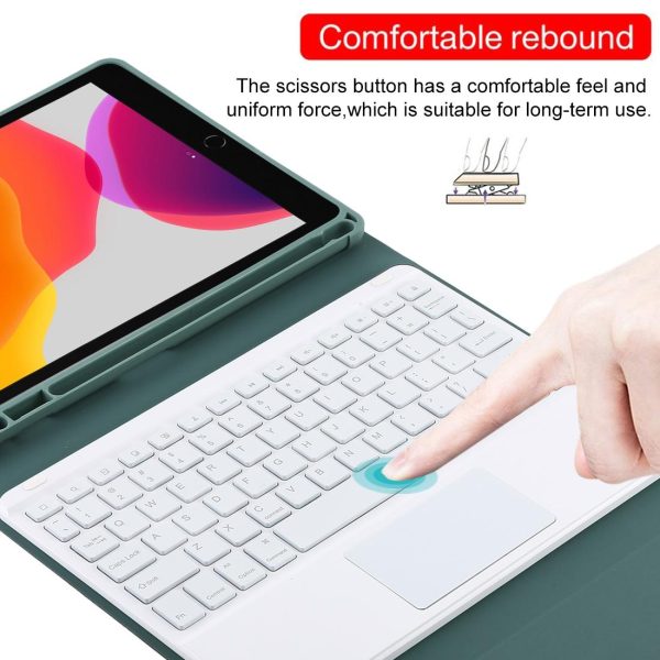 Bluetooth Tablet Case For Ipad 10.2 / Ipad Air 2019 With Touch Pad & Backlight & Pen Holder - Detachable - Dark Green - Image 11