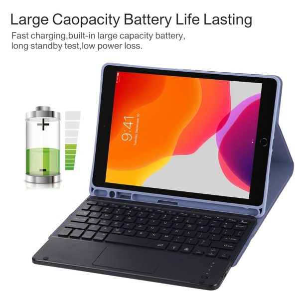 Bluetooth Tablet Case For Ipad 10.2 / Ipad Air 2019 With Touch Pad & Backlight & Pen Holder - Detachable Microfiber Leather - Dark Green - Image 8