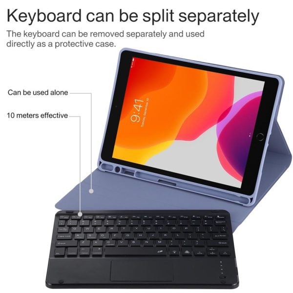 Bluetooth Tablet Case For Ipad 10.2 / Ipad Air 2019 With Touch Pad & Backlight & Pen Holder - Detachable Microfiber Leather - Dark Green - Image 10