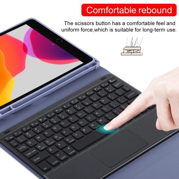 Bluetooth Tablet Case For Ipad 10.2 / Ipad Air 2019 With Touch Pad & Backlight & Pen Holder - Detachable Microfiber Leather - Dark Green - Image 11