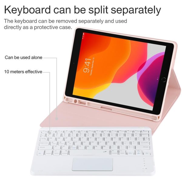 Bluetooth Keyboard & Tablet Case For Ipad 10.2 / Ipad Air 2019 - Detachable Touch Pad Pen Slot Holder - Microfiber Leather - Dark Green - Image 9