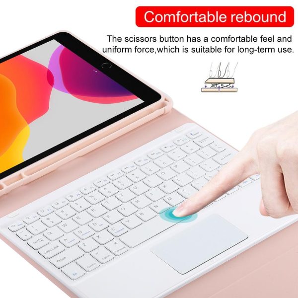 Bluetooth Keyboard & Tablet Case For Ipad 10.2 / Ipad Air 2019 - Detachable Touch Pad Pen Slot Holder - Microfiber Leather - Dark Green - Image 10