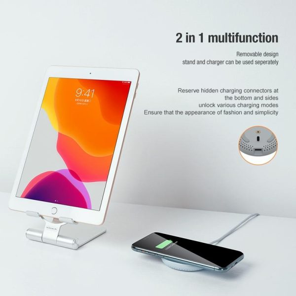 15W Foldable Wireless Charger & Phone Holder - Dark Gray - Image 13