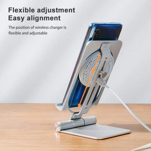 15W Foldable Wireless Charger & Phone Holder - Dark Gray - Image 14