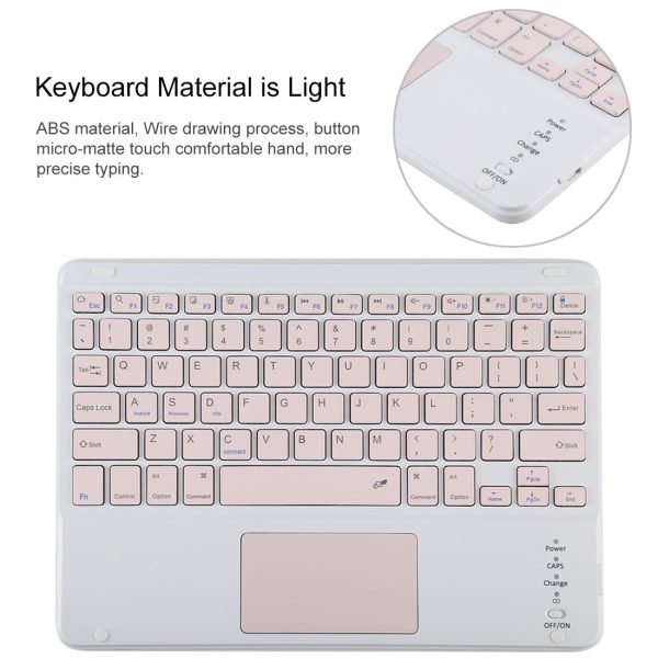 Bluetooth Keyboard & Tablet Case For Ipad 10.2 / Ipad Air 2019 - Detachable Touch Pad Pen Slot Holder - Pink Leather - Dark Green - Image 6