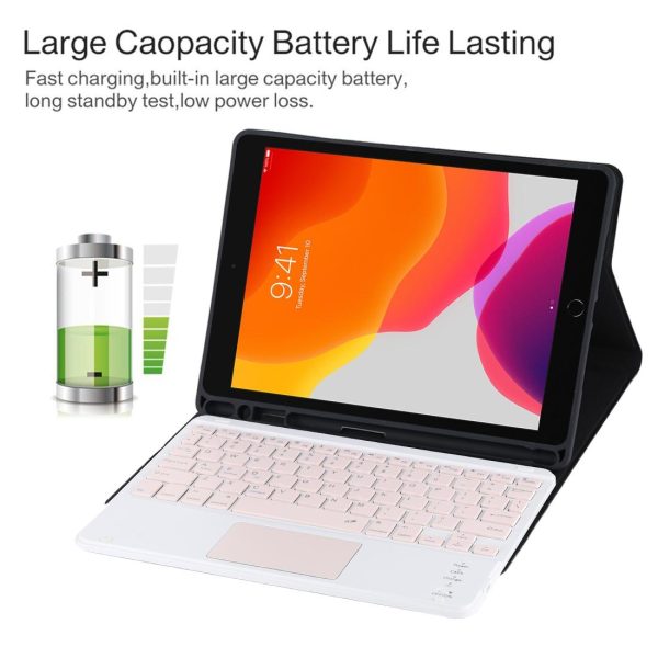Bluetooth Keyboard & Tablet Case For Ipad 10.2 / Ipad Air 2019 - Detachable Touch Pad Pen Slot Holder - Pink Leather - Dark Green - Image 7