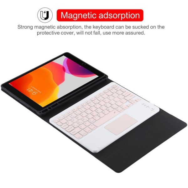 Bluetooth Keyboard & Tablet Case For Ipad 10.2 / Ipad Air 2019 - Detachable Touch Pad Pen Slot Holder - Pink Leather - Dark Green - Image 8
