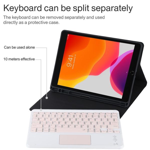 Bluetooth Keyboard & Tablet Case For Ipad 10.2 / Ipad Air 2019 - Detachable Touch Pad Pen Slot Holder - Pink Leather - Dark Green - Image 9
