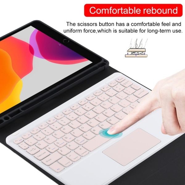 Bluetooth Keyboard & Tablet Case For Ipad 10.2 / Ipad Air 2019 - Detachable Touch Pad Pen Slot Holder - Pink Leather - Dark Green - Image 10