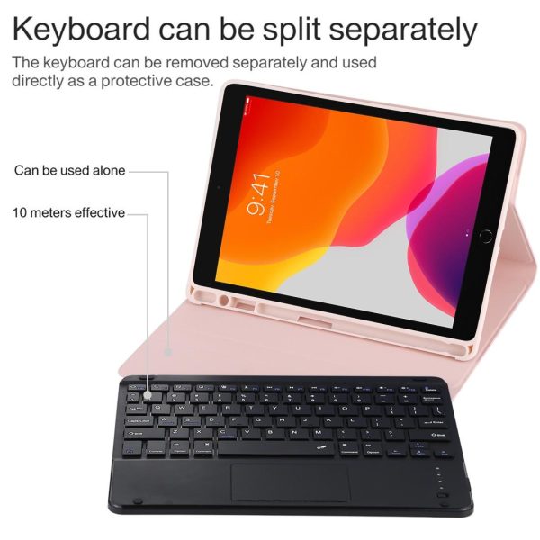 Bluetooth Keyboard & Tablet Case For Ipad 10.2 / Ipad Air 2019 - Detachable Touch Pad Pen Slot Holder - Microfiber Leather - Dark Green - Image 9